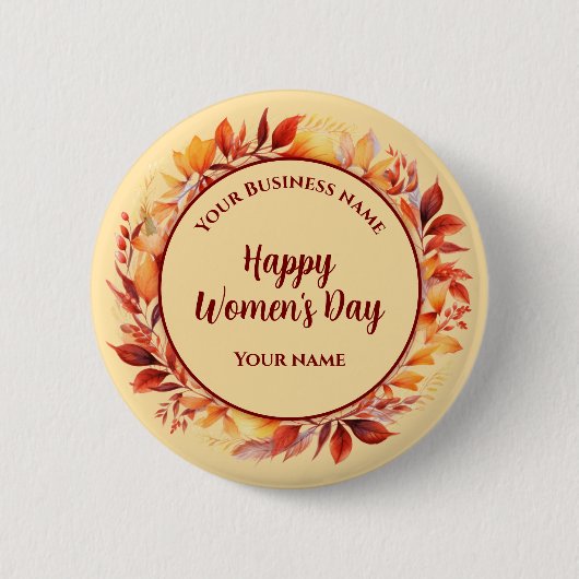 Peach Wild floral Aangepaste bedrijfsnaam Vrouwend Ronde Button 5,7 Cm (Voorkant)