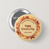 Peach Wild floral Aangepaste bedrijfsnaam Vrouwend Ronde Button 5,7 Cm (Voorkant /achterkant)