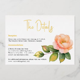 Peach wild roos Waterverf Details kaart