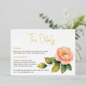 Peach wild roos Waterverf Details kaart (Staand Voorkant)