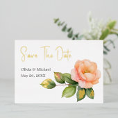 Peach wild roos Waterverf Save the Dates kaart (Staand Voorkant)