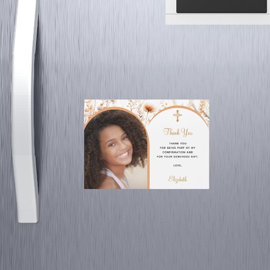 Peach wildflower foto bevestiging dank je wel kaar