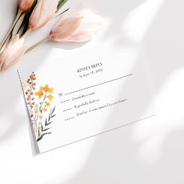 Peach Wildflower Meadow Bruiloft RSVP Kaart