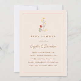 Peach Wildflowers Couples Baby shower Uitnodiging