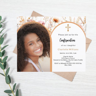 Peach wildflowers foto Bevestiging uitnodiging