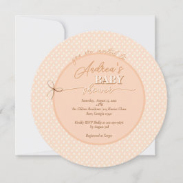 Peach-y Shoe String Baby shower Kaart