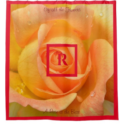 Peach Yellow A Roos is de beste monogrammen Douchegordijn (Voorkant)