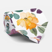 Peach Yellow Modern  Floral Pattern Stropdas (Opgerold)