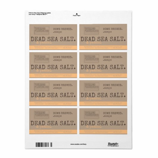 Peach Zee Salt Logo Rustic  Craft Packaging Etiket (Full Sheet)