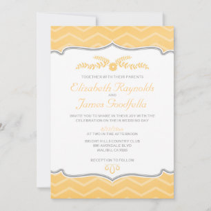 Peach Zigzag Wedding Invitting Kaart