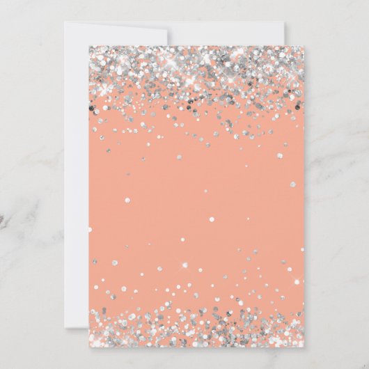 Peach Zilver 4e verjaardag Uitnodiging (Achterkant)