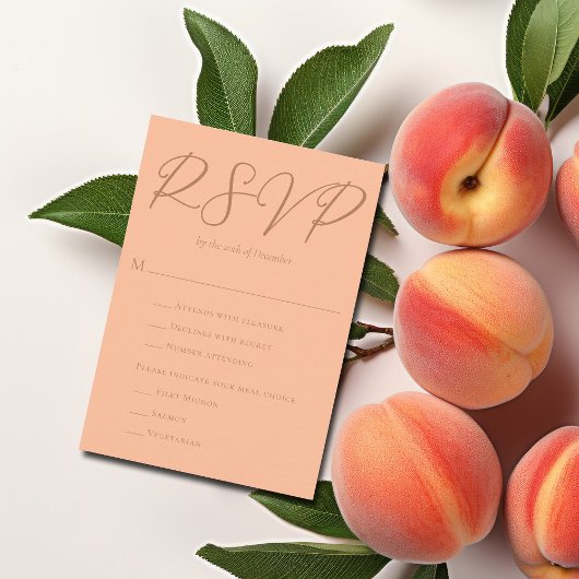 Peach Zomer Bruiloft Een Maaltijd Keuze Trendy RSV RSVP Kaartje