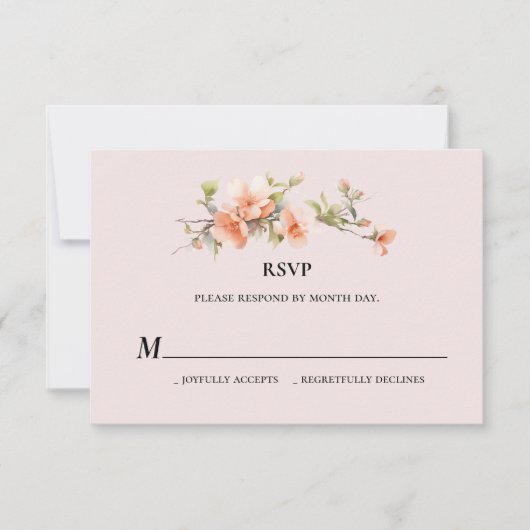 Peach Zomer Bruiloft RSVP-kaart RSVP Kaartje (Voorkant)