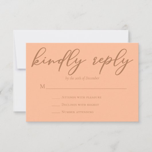 Peach zomer bruiloft trendy vriendelijk antwoord R (Voorkant)