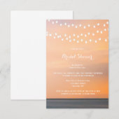 Peach zonsondergang strand bruids douche uitnodigi kaart (Voorkant / Achterkant)