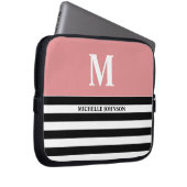Peach Zwart Gestreepte Laptop Hoesje voor Vrouwen  Sleeve (Voorkant Rechts)