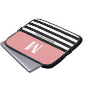 Peach Zwart Gestreepte Laptop Hoesje voor Vrouwen  Sleeve (Voorkant onderkant)