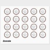 Peach Zwart Monogram E Bruiloft Dank u Ronde Sticker (Vel)
