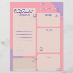 Peache en Paarse esthetische dagelijkse planner pa Flyer