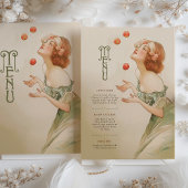 Peaches Art Nouveau Wedding Menu Kaart