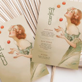 Peaches Art Nouveau Wedding Menu Kaart