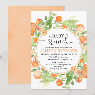 Peaches baby shower brunch, perzik waterverven mei kaart
