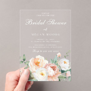 Peaches & Cream Botanical Floral Vrijgezellenfeest Acryl Uitnodigingen