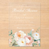 Peaches & Cream Botanical Floral Vrijgezellenfeest Acryl Uitnodigingen (Voorkant)