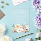 Peaches & Cream Botanical Floral Vrijgezellenfeest Acryl Uitnodigingen (Insitu (Huwelijk))