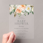 Peaches & Cream Floral Spring Summer Baby shower Acryl Uitnodigingen (Insitu (Draagbaar))