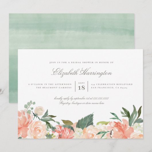 Peaches & Cream Summer Floral Vrijgezellenfeest Kaart (Voorkant / Achterkant)