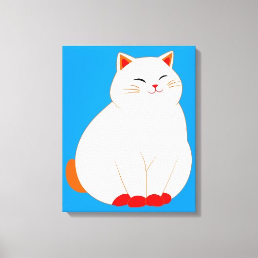 Peaches, de Lachende Kat Canvas Afdruk (Voorkant)