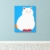 Peaches, de Lachende Kat Canvas Afdruk (Insitu (Houten vloer))