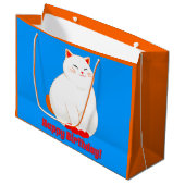 Peaches, de Lachende Kat Groot Cadeauzakje (Voorkant Gekanteld)