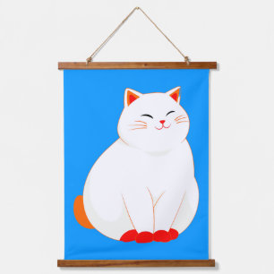 Peaches, de Lachende Kat Hangend Wandkleed