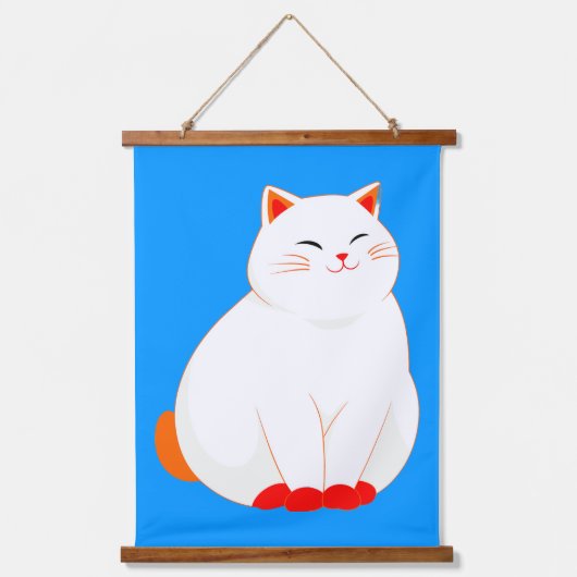 Peaches, de Lachende Kat Hangend Wandkleed (Voorkant)