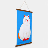 Peaches, de Lachende Kat Hangend Wandkleed (Gebogen)