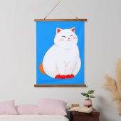 Peaches, de Lachende Kat Hangend Wandkleed (Slaapkamer)