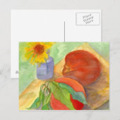 Peaches Fresh Fruit Daisy Flower Waterverf Art Briefkaart (Voorkant / Achterkant)