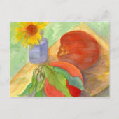 Peaches Fresh Fruit Daisy Flower Waterverf Art Briefkaart (Voorkant)