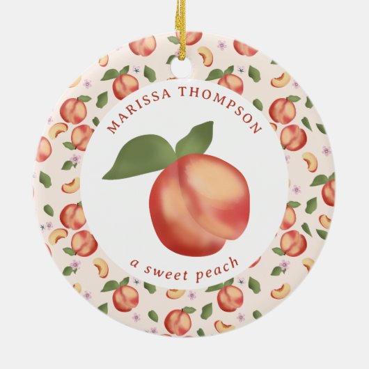Peaches Sweet Peach Baby Girl Keramisch Ornament (Achterkant)