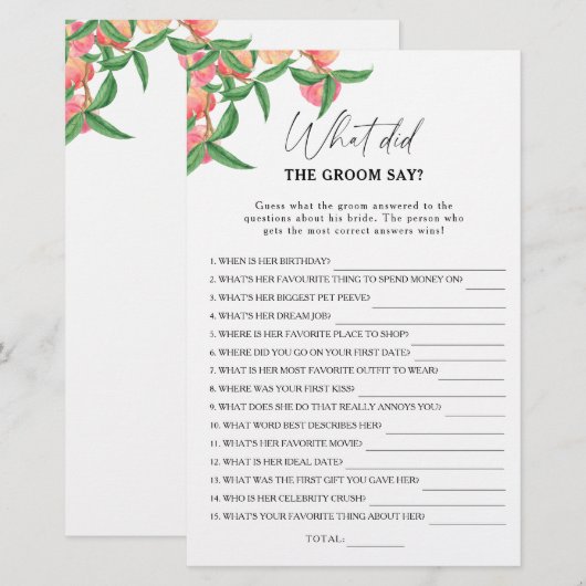 Peaches - Wat zei de bruidegom bruidsspel (Voorkant / Achterkant)