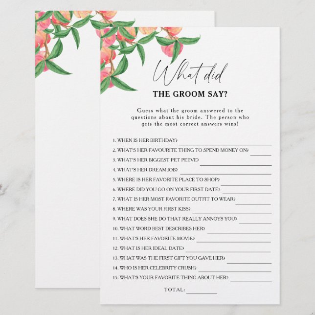 Peaches - Wat zei de bruidegom bruidsspel (Voorkant / Achterkant)