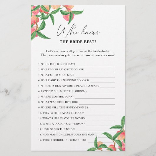 Peaches - Wie weet de bruid beste spel (Voorkant)