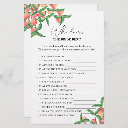 Peaches - Wie weet de bruid beste spel (Voorkant / Achterkant)