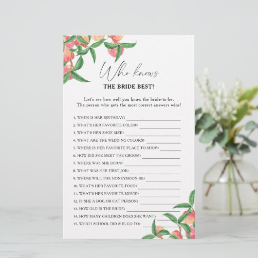 Peaches - Wie weet de bruid beste spel (Staand voorkant)