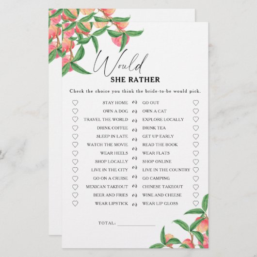 Peaches - Zou ze liever vrijgezellenfeest spel (Voorkant / Achterkant)