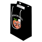 Peachless Grappige Fruit Peach Pun Dark BG Klein Cadeauzakje (Voorkant Gekanteld)