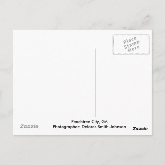 "PEACHTREE CITY, GA" BRIEFKAART (Achterkant)