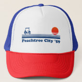 Peachtree City Georgia Lifestyle Golfkar Zonsonder Trucker Pet (Voorkant)